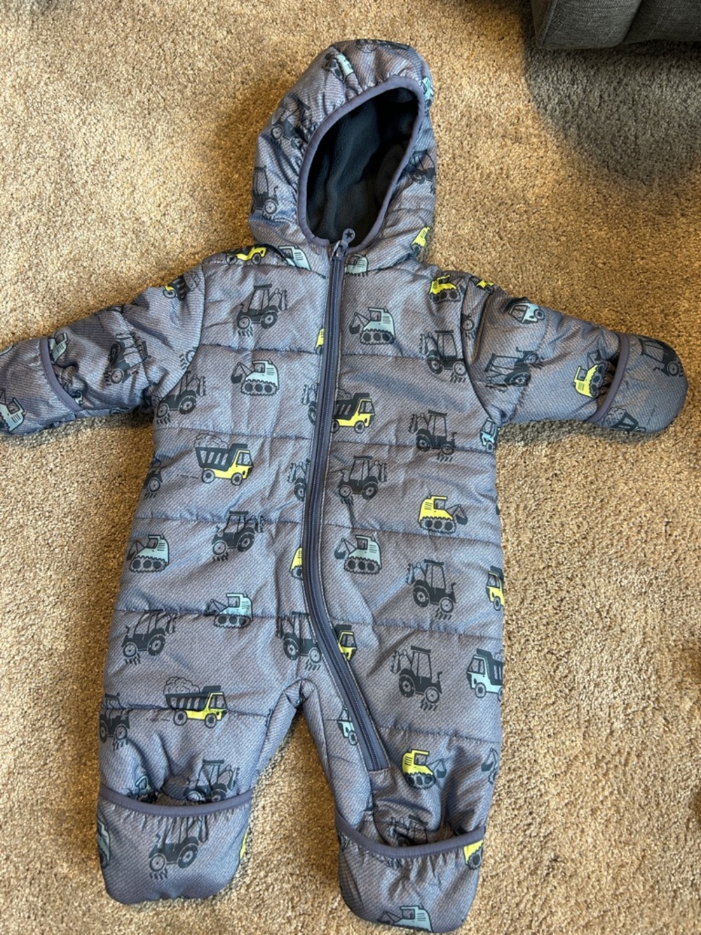 Wippette Baby Boys Snowsuit 9M Hooded Puffer Bunting Fleece Lined